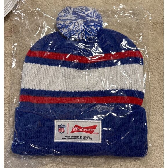 New York Giants Winter TOQUE Pom Pom Hat Adult Knit NFL BUDWEISER Football NEW - Picture 7 of 7